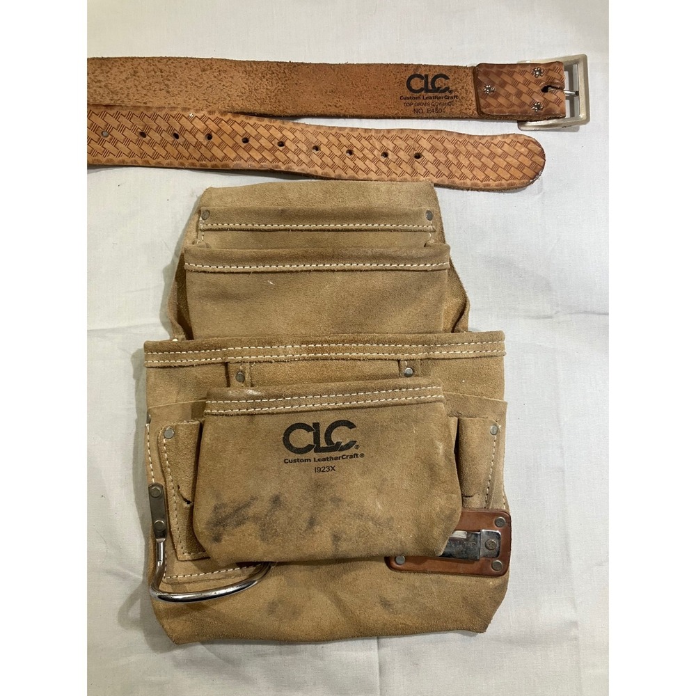 CLC Custom LeatherCraft 1923X Suede Tool Pouch and E450 Basketweave Leather Belt